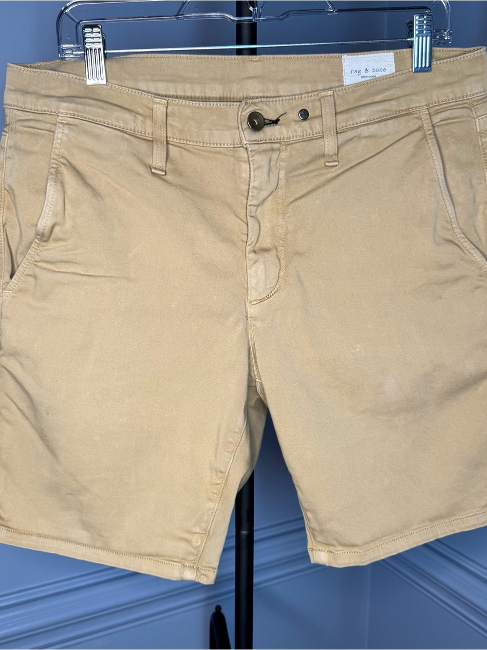 rag & bone Khaki Flat-Front Cotton Chino Shorts